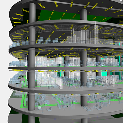 BIM showing all services including electrical and security