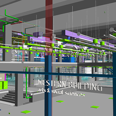 Western Building BIM showing all services